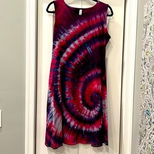 NWOT Custom Tye Dye A-Line Tank Top Stretchy Zenana Premium Dress, Size L